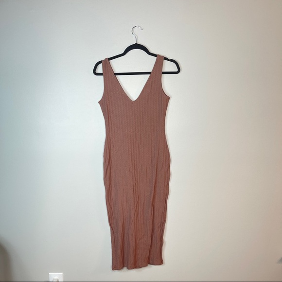 Heart and Hips Dress Womens Large Brown Front Split Midi Bodycon Ladies - Picture 3 of 6